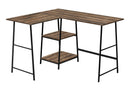 Contemporary L-Shape Computer Desk with Storage Shelves - Brown by HouseOfZazla
