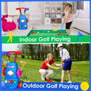 Toddler Golf Set with 4 Balls 4 Clubs 2 Holes 2 Flags Golf Cart Indoor Outdoor Golf Game Gift For 3-5 Years Old Kids by GBruno Store