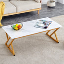 A modern minimalist style white marble patterned coffee table with golden metal legs. Computer desk. Game table. Tea table. CT-XX