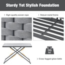 5-Piece Modern Patio Sectional Sofa Set Outdoor Woven Rope Furniture Set with Glass Table and Cushions, Gray+Beige