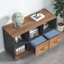 L-Shaped Executive Desk With Mobile File Cabinet, Large Home Office Workstation With Drawers And Shelves - Brown / Black by HouseOfZazla