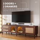 TV Stand With 3 Cabinets & 2 Drawers, LED Light Media Console For TVs Up To 80" - Dark Brown by HouseOfZazla