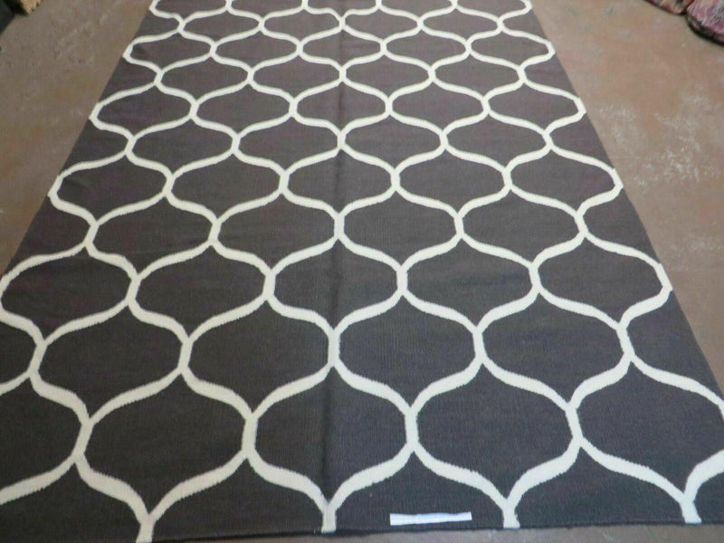 5' X 8' Modern Contemporary Hand Made Flat Weave Wool Rug Veg Dyes Nice