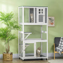 74" Wooden Outdoor Cat House Weatherproof & Wheeled, Catio Outdoor Cat Enclosure with High Weight Capacity, Kitten Cage Condo, Gray