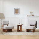 [Set of 2] Modern Lounge Chair with Polyester Upholstery, Sturdy Wood Base With Walnut Finish, Minimalist and Stylish Accent Seating for Living Room, Bedroom, or Office