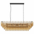 54-Inch Black Rectangular 12-Light Smoke Glass Chandelier