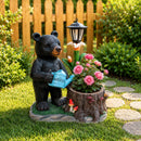 Standing Black Bear Garden Planter with Decorative Solar Lantern by HouseOfZazla