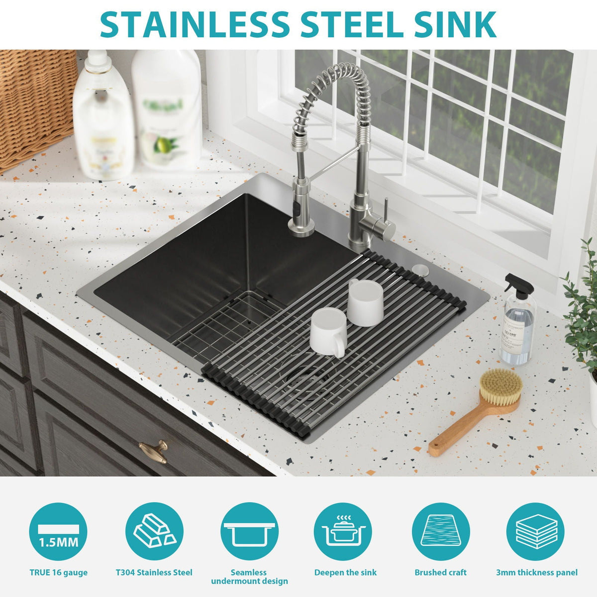 Topmount Kitchen Sink 16 Gauge, Single Bowl, photo 24 of 40