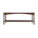 Rustic Brown Wood Coffee Table with Turned Spiral Legs and Lower Shelf by HouseOfZazla