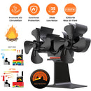 Heat Powered Wood Stove Fan Dual Motor Thermal Fan Wood Burning Heat Activated Fireplace Fan with Magnetic Stove Thermometer for Wood Burning Stove Ga