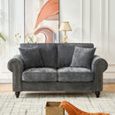2 Seater Sofa With Rolled Arms, Tufted Upholstered Couch by Unique Piece Furniture