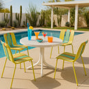 4 Piece Set Of Modern Striped Color Blocking Single Chairs With Round Table by HouseOfZazla