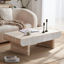 Mid Century Modern Coffee Table with Faux Marble Tabletop