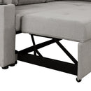 87.4" L-shape Sofa Bed Pull-out Sleeper Sofa with Wheels, USB Ports, Power Sockets for Living Room, Grey