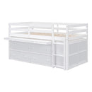 Loft Bed With Retractable Writing Desk And 4 Drawers, With Lateral Portable Desk And Shelves by HouseOfZazla