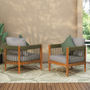 [Set of 2] Acacia Wood Outdoor Club Chair with Rope Accents