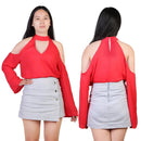 Off-the-Shoulder Blouse with V-Neck and Long Sleeves by LJGDeals