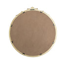 30x31" Round Wall Mirror with Gold Finish and Decorative Leaf Crest