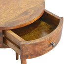 Solid Wood Chestnut Semi Circle Nightstand, 1-Drawer, Nordic Legs