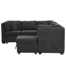 U-Shaped Sectional Sofa Pull Out Sofa Bed With Two USB Ports, Two Power Sockets, Three Back Pillows And A Storage Chaise For Living Room by HouseOfZazla