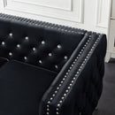 Wide Sofa With Jeweled Buttons Square Arm, 2 Pillows by Unique Piece Furniture