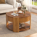 Vibe Haus Farmhouse Round Lift Top Coffee Table with Hidden Storage