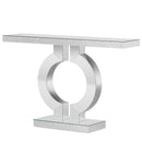 Mirrored Console Table With O-Shaped Base For Living Hallway - Silver / Clear by HouseOfZazla