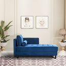 64" Velvet Chaise, Mid-Century Modern Chaise Furniture, Sleeper for Living Room, Apartment, Tool-Free Assembly. (Blue)