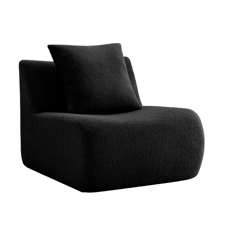 Armless Sofa With Pillow Teddy Fabric - Black, photo 3 of 7
