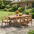 7 Pieces Acacia Wood Outdoor Dining Set with Cushions by HouseOfZazla