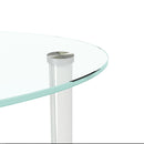Transparent Oval Glass Coffee Table, Modern Table In Living Room Oak Wood Leg Tea Table 3-Layer Glass Table by HouseOfZazla