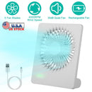 Portable Desk Fan USB Rechargeable Table Cooling Fan Quiet 5 Blades Desktop Fan with 3 Speeds Ajustment for Bedroom Office