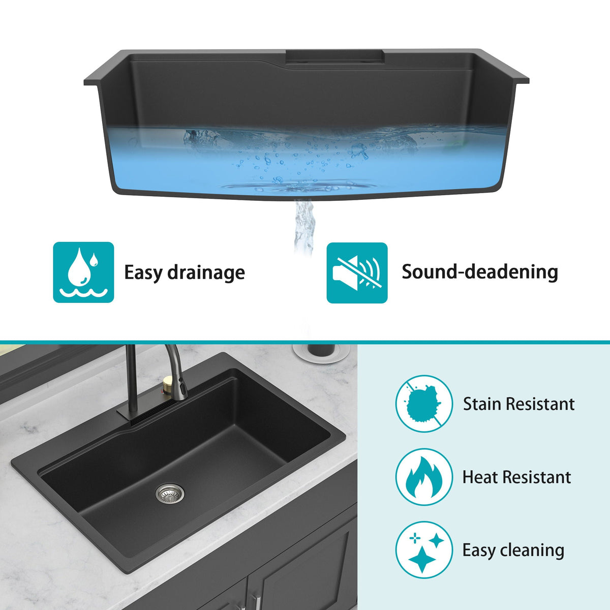 Waterfall Kitchen Sink With Pull Out Faucet & Cup Washer, photo 25 of 40