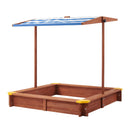 Kids Sandbox With Cover, Sand Box With Adjustable Canopy, Large Outdoor Cedar Sandpit For Backyard Play - Reddish Brown by HouseOfZazla