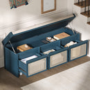 TREXM 48" Entryway Shoe Bench, Retro Storage Bench with Rattan Drawers
