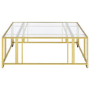 Adri Square Glass Top Coffee Table with Casters Matte Brass