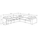 Segoura - 5 Piece Upholstered Modular Sectional With Reclined Back Pillows - Gray by HouseOfZazla