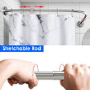 Curved Shower Curtain Rod Stainless Steel Rod L Shaped Stretchable Rod Bathroom Tub Closet Corner Rack Silver