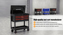 3 Drawers Multifunctional Tool Cart with Wheels and Steel Top - Black & Red by HouseOfZazla