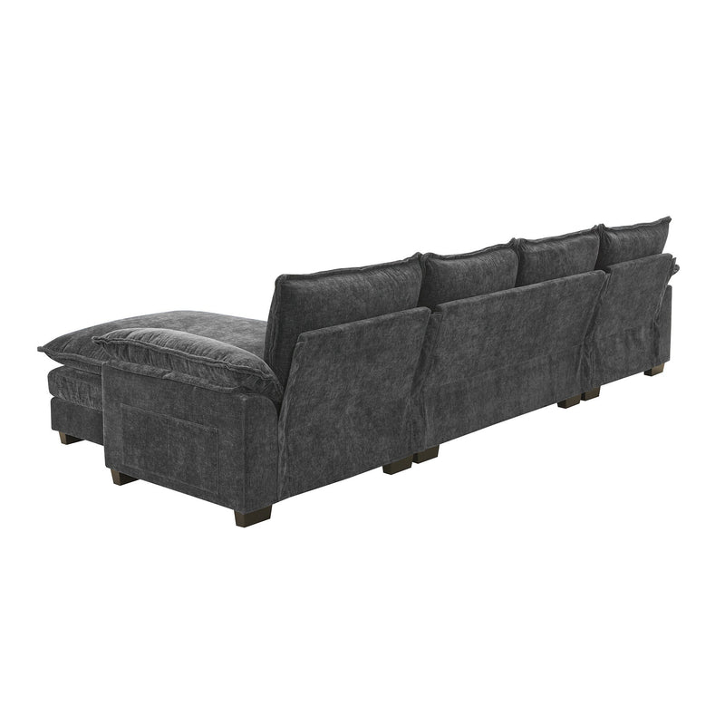 Walker Edison | Chenille Pillow Top Cloud L-shape Sectional Sofa with Chaise Lounge