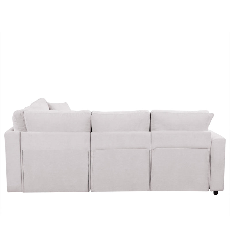 4-Seat L-shaped Modular Sofa with Thick Backrest and Seat Cushions, Suitable for Living Rooms, Offices
