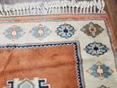 3x5 Handmade Vintage Turkish Area Rug Wool Kazak Carpet 3'1"x4'5" Red Beige
