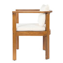 Outdoor Dining Chair Set of 4 with Curved Acacia Wood Arms and Cream Cushions by HouseOfZazla