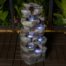 Rock Waterfall Outdoor Fountain with LED Lights by HouseOfZazla