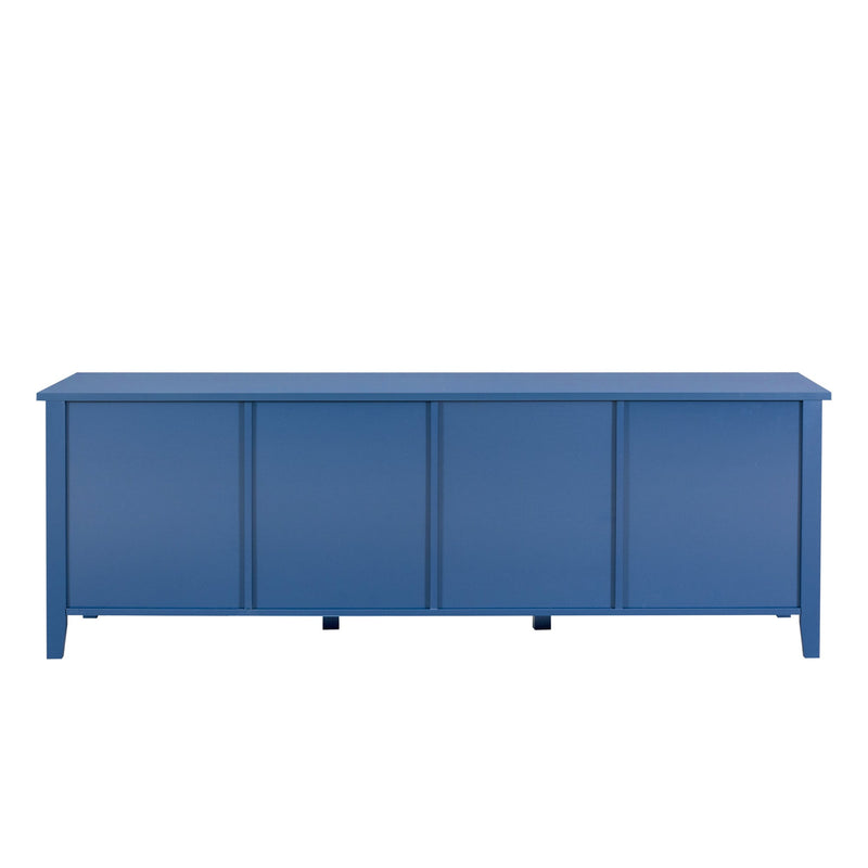71-inchstylishTVcabinet Entertainment CenterTV stand,TVConsoleTable, Media Console,solidwood frame,Changhong glass door,Metal handle,antique blue,canbeplacedin the children's room,bedroom Living Room