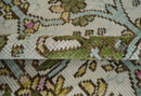 8.6x10 Hand Knotted Ivory and Green Floral Traditional Antique Style Wool Area Rug by The Rug Decor