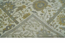 8.6x10 Ivory, Beige and Charcoal Hand Knotted Heriz Serapi Floral Area Rug | TRDCP1186810