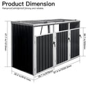 87-Inch Extra Large Heavy-Duty Outdoor Metal Garbage Bin Shed For 3 Trash Cans (SAK34981) by SAKSBY WHOLESALE