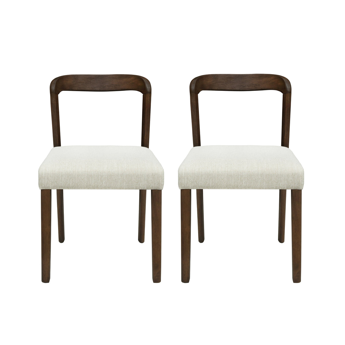 Solid Rubber Wood Dining Chairs (Walnut + Beige) Set of 2, photo 2 of 10