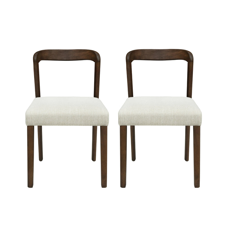Solid Rubber Wood Dining Chairs (Walnut + Beige) Set of 2, photo 2 of 10
